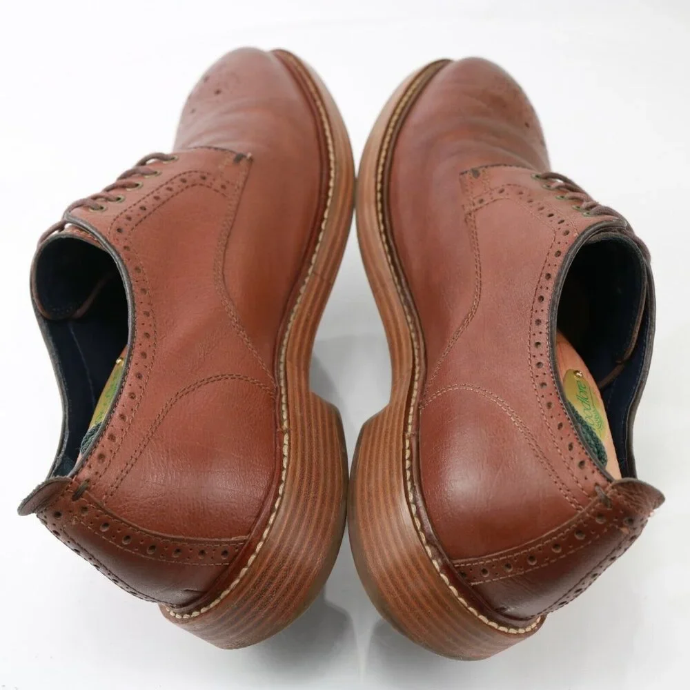 Cole Haan Mens Kennedy Grand Oxford Size 8.5 M Cognac Tan Leather Medallion Shoe